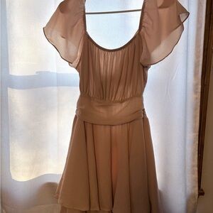Women's Flutter-Sleeve Chiffon Dress in Blush